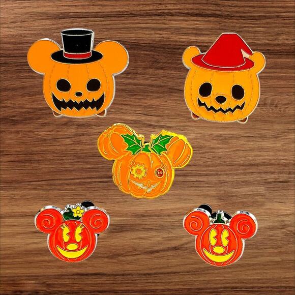 5 Mickey Head Halloween Disney Parks Trading Pins, Plus 2 Bonus Pins - Picture 1 of 2